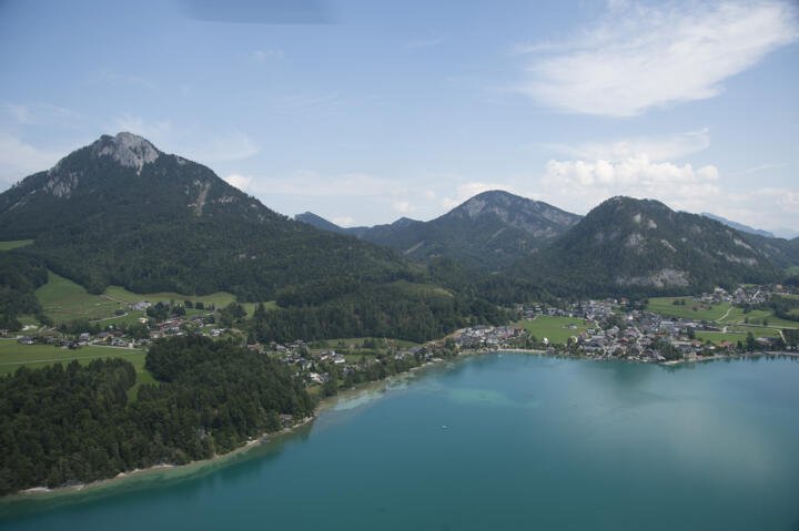 lake fuschlsee and fuschl aerial view
